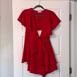 Red Wrap Romper